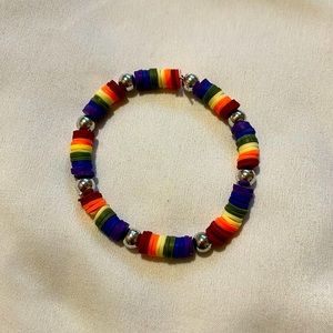 Clay-bead rainbow bracelet